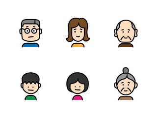 家族の顔イラスト（着色あり／枠なし）