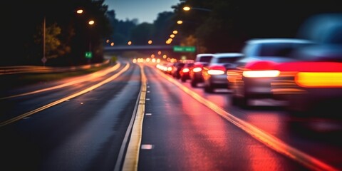 Fototapeta na wymiar car speeding on the road at night