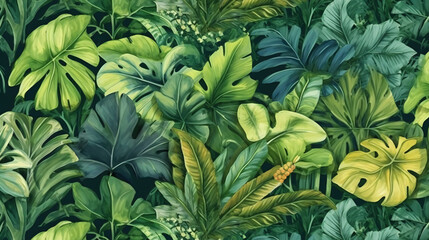 Naklejka na ściany i meble Botanical tropical seamless pattern