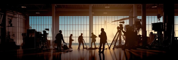 Naklejka premium Film crew silhouette