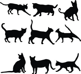 Free vector cat silhouette set vector illustration