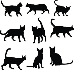 Free vector cat silhouette set vector illustration