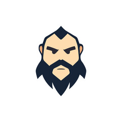 simple bearded man gaming sport logo vector illustration template design