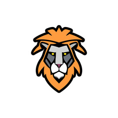 simple lion head shape wild animal logo vector illustration template design