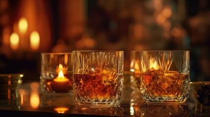 Several glasses of wine are placed on the table