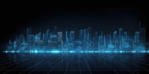 blue big data city science and technology background