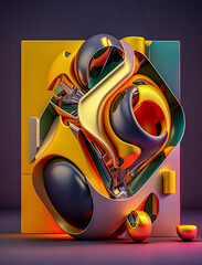 Vibrant Abstract Digital Art Design.
Imagined Rendering of Technological Shapes.
