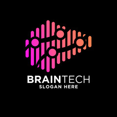 smart brain technology set digital logo idea Icon vector Template