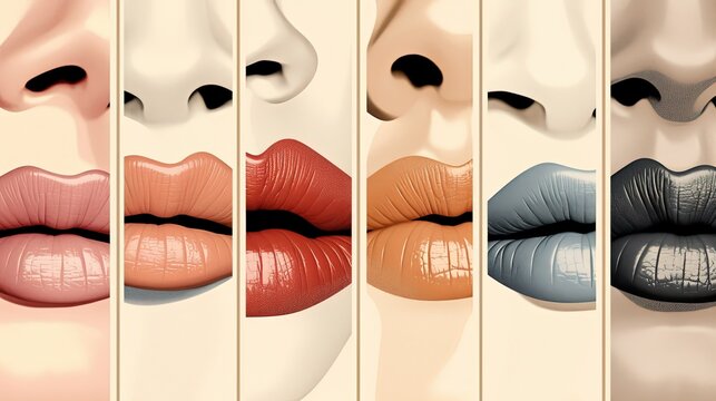 illustration pop art style abstract background of mouths and lips, Generative Ai