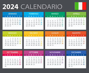 2024 Calendar Italian - vector stock illustration template - Italian version