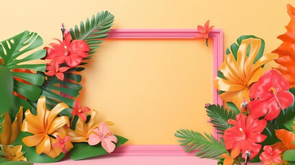 a cool realistic cartoon inspired mockup illustration for posters and frames in the style of hawaiian, ai generated image