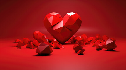 a beautiful red polygonal heart in a wallpaper style, ai generated image