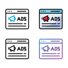 Ads website icon design in four variation color