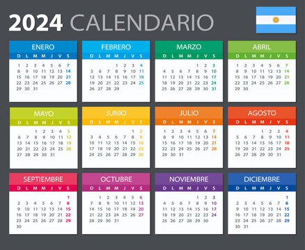 2024 Calendar Argentine - vector stock illustration template