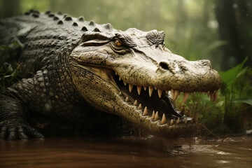 Obraz premium Crocodile Crocodile in the natural swamp