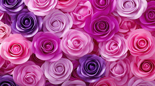 violet and pink flowers wallpaper, wedding card, ai generated image