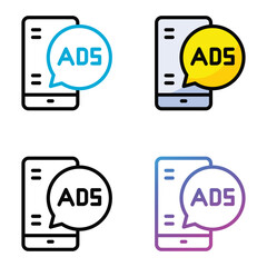 Mobile ads icon design in four variation color