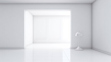 Fototapeta na wymiar Minimalist pure and simple white room, Generative AI