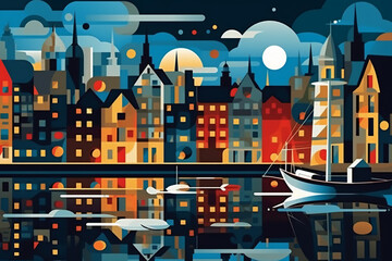 Obraz premium style tableau featuring a range of Norway's most iconic places. AI generative