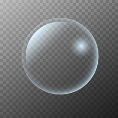 Transparent soap bubble isolated on a transparent background. Vector illustration.