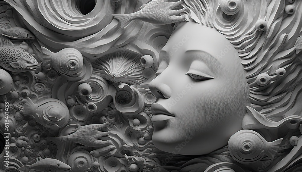 Poster generative ai illustration of the intricacies of the human thought process and the interplay between