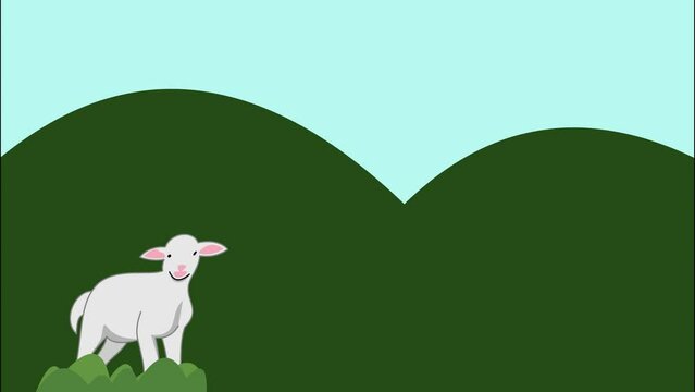 animation of a goat with a mountain backgroun