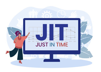 JIT - Just in time acronym. business concept background. vector illustration concept with keywords and icons. lettering illustration with icons for web banner, flyer, landing page