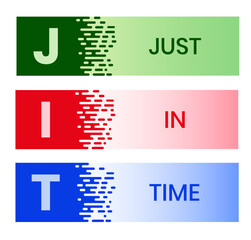 JIT - Just in time acronym. business concept background. vector illustration concept with keywords and icons. lettering illustration with icons for web banner, flyer, landing page