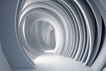 Abstract minimalistic white futuristic corridor background. Ai generated