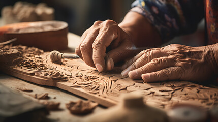close-up shot of a person's hands engaged in a creative craft or hobby