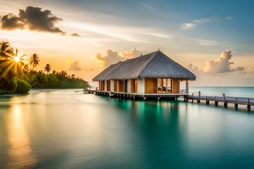 Fototapeta na wymiar sunset in the maldives