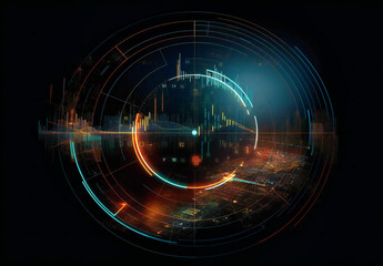 Fototapeta premium circular display of graphs and charts