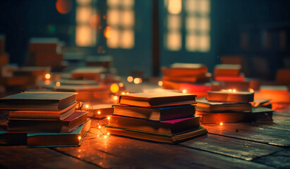 images of books in a library