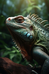 Fototapeta premium Portrait of Iguana Dramatic and Cinematic Lighting Photography, Generative AI