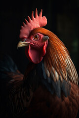 Portrait of Rooster Dramatic and Cinematic Lighting Photography, Generative AI