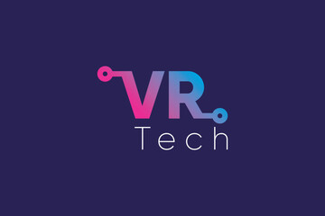 VR tech logo design vector template