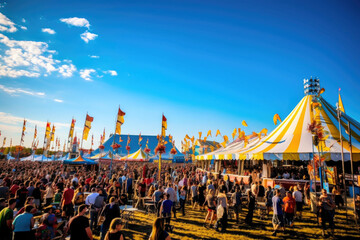 Fest Under a Clear Sky: Bustling Beer Tents and Festive Vibes. Generative AI