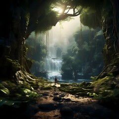 Image of Super Unrealistic landscapes by AI printed on Printed Glass Basin Splashbacks
