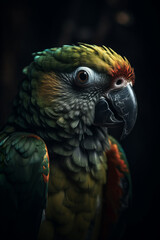 Obraz premium Portrait of Parrot Dramatic and Cinematic Lighting Photography, Generative AI