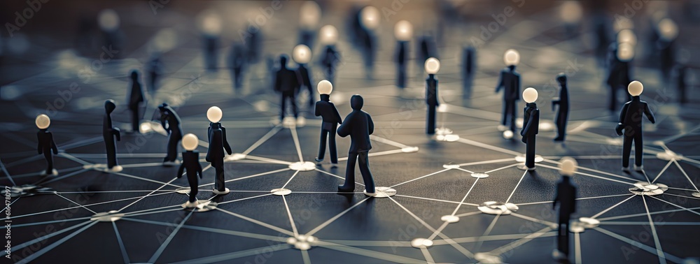 Aufkleber a group of people in a network connected from different countries generative ai