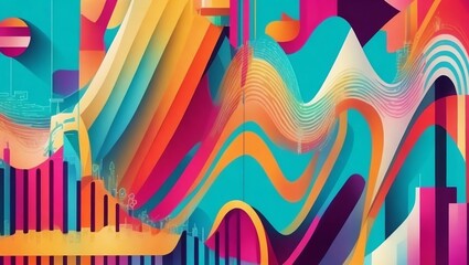 background with colorful lines new style graph 