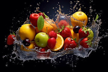 Fototapeta na wymiar fruit in splash