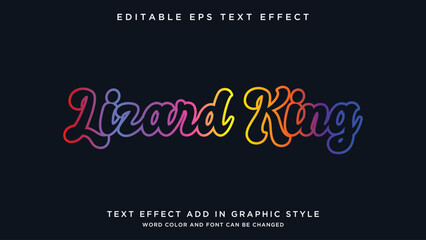 Fototapeta na wymiar Lizard King text style effect vector fully editable