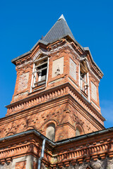 spring landscape with ruins of old church fragments, former Tänassilm Orthodox Church, Estonia