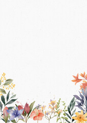 Watercolor of floral and leaves in white canvas background