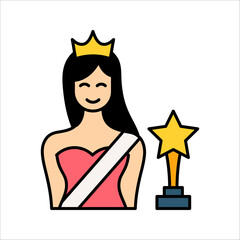 beauty princess wearing crown icon, vector illustration on white background