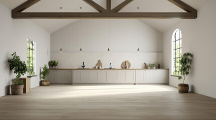 Obraz na płótnie Canvas Contemporary Farmhouse style kitchen, Mockups Design 3D, HD