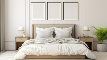 Frame mockup in Bedroom , Mockups Design 3D, HD