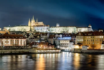 Papier Peint photo Ponte Vecchio Praga Repubblica Ceca di Notte