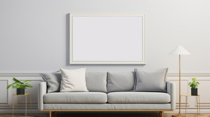 Fototapeta na wymiar Frame Mockup In Living room, Mockups Design 3D, HD